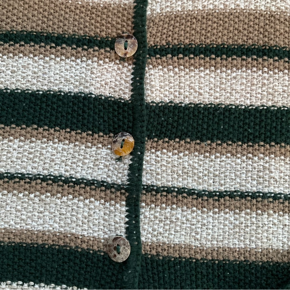 Vintage Reba Rose Boxy Striped Cardigan Sweater Earthy Coastal Cottageco… - Picture 11 of 16